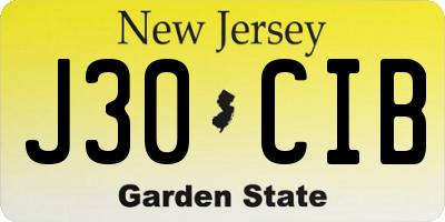 NJ license plate J30CIB
