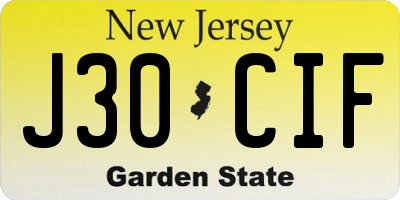 NJ license plate J30CIF