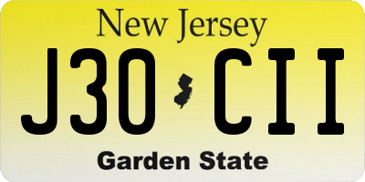 NJ license plate J30CII
