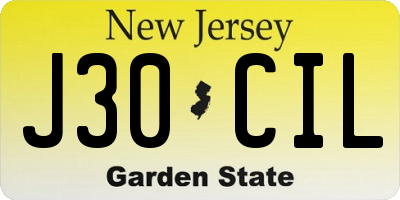 NJ license plate J30CIL