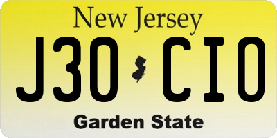 NJ license plate J30CIO