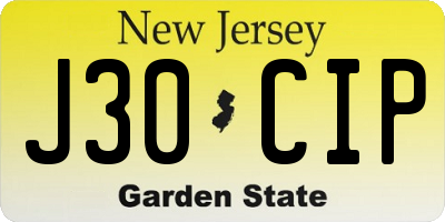 NJ license plate J30CIP