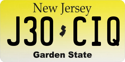 NJ license plate J30CIQ