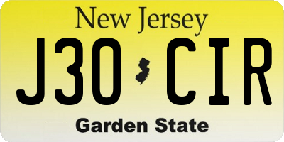 NJ license plate J30CIR