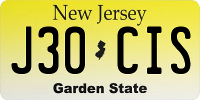 NJ license plate J30CIS