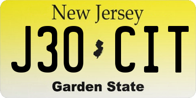 NJ license plate J30CIT