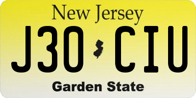 NJ license plate J30CIU