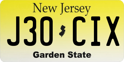 NJ license plate J30CIX