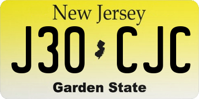 NJ license plate J30CJC