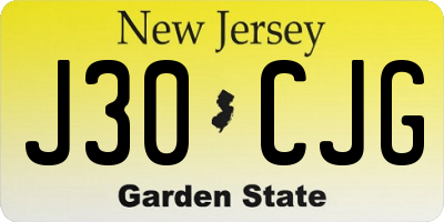 NJ license plate J30CJG