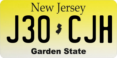 NJ license plate J30CJH