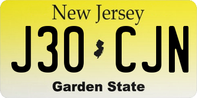 NJ license plate J30CJN
