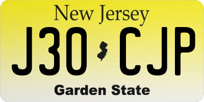 NJ license plate J30CJP
