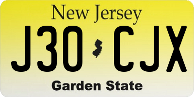 NJ license plate J30CJX