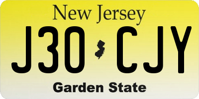 NJ license plate J30CJY
