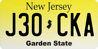 NJ license plate J30CKA
