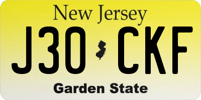 NJ license plate J30CKF