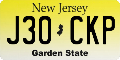 NJ license plate J30CKP