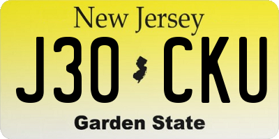NJ license plate J30CKU