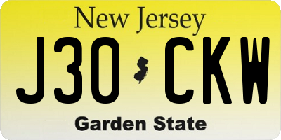 NJ license plate J30CKW
