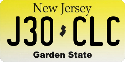 NJ license plate J30CLC
