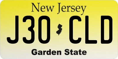 NJ license plate J30CLD