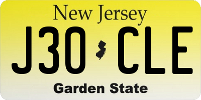 NJ license plate J30CLE