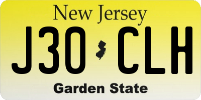 NJ license plate J30CLH