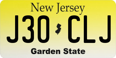 NJ license plate J30CLJ
