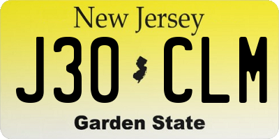 NJ license plate J30CLM