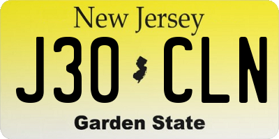 NJ license plate J30CLN