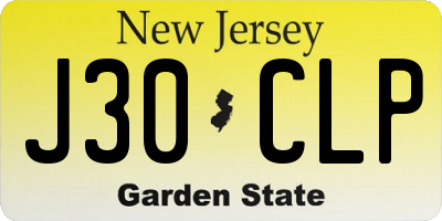 NJ license plate J30CLP