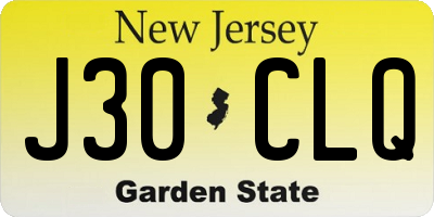 NJ license plate J30CLQ