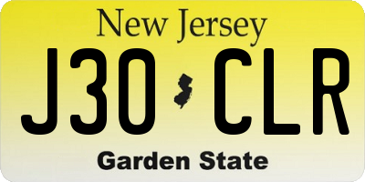 NJ license plate J30CLR