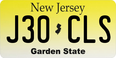 NJ license plate J30CLS