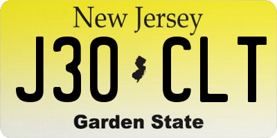 NJ license plate J30CLT