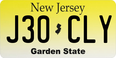 NJ license plate J30CLY