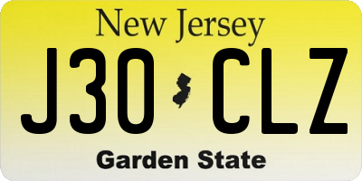 NJ license plate J30CLZ