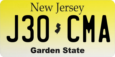 NJ license plate J30CMA