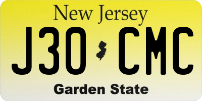 NJ license plate J30CMC