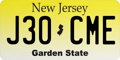 NJ license plate J30CME