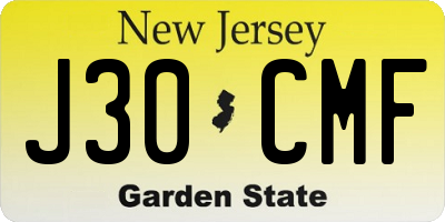 NJ license plate J30CMF