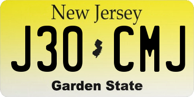 NJ license plate J30CMJ