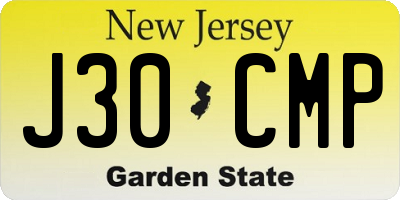 NJ license plate J30CMP