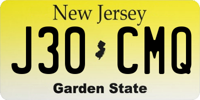 NJ license plate J30CMQ
