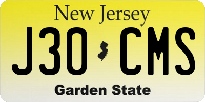 NJ license plate J30CMS