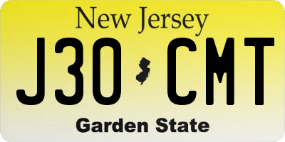NJ license plate J30CMT