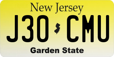 NJ license plate J30CMU