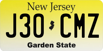 NJ license plate J30CMZ