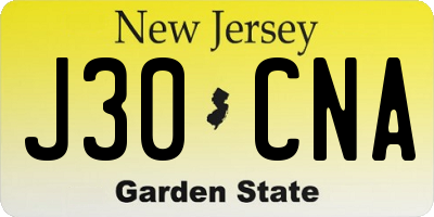 NJ license plate J30CNA